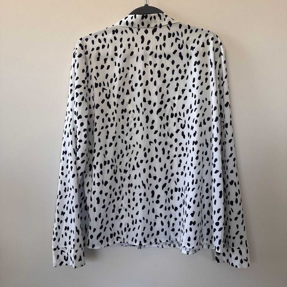 Ecowish Dalmatian Print Black White Long Sleeve Blouse Size X Large - Picture 9 of 13